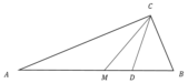 Острые углы прямоугольного треугольника равны 80° и 10°. Найдите угол между биссектрисой и медианой, проведенными из вершины прямого угла. Ответ дайте в градусах.