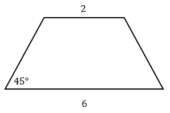 В равнобедренной трапеции основания равны 2 и 6, а один из углов между боковой стороной и основанием равен 45°. Найдите площадь этой трапеции.
