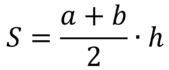 Площадь трапеции вычисляется по формуле S=((a+b)/2)·h, где а и b - длины оснований трапеции, h - ее высота. Пользуясь этой формулой, найдите площадь S, если а=6, b=4, h=6.