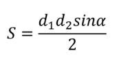 Площадь четырехугольника можно вычислить по формуле S=(d1d2sinα)/2, где d1 и d2 - длины диагоналей четырехугольника, α - угол между диагоналями. Пользуясь этой формулой, найдите длину d2, если d1=9, sinα=5/8, а S=56,25.
