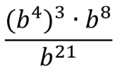 Найдите значение выражения ((b4)3 · b8)/b21 при b=5.